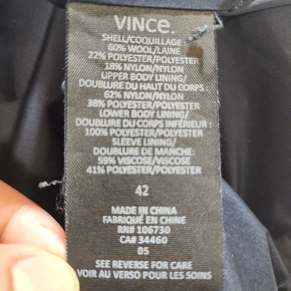 Vince. Wool Blend Black Distressed Men's Blazer 42 - Picture 12 of 12